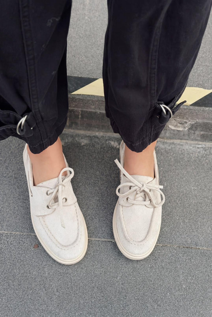 Morin Kadın Oxford Ayakkabı Bej Süet - ILOVESHOES