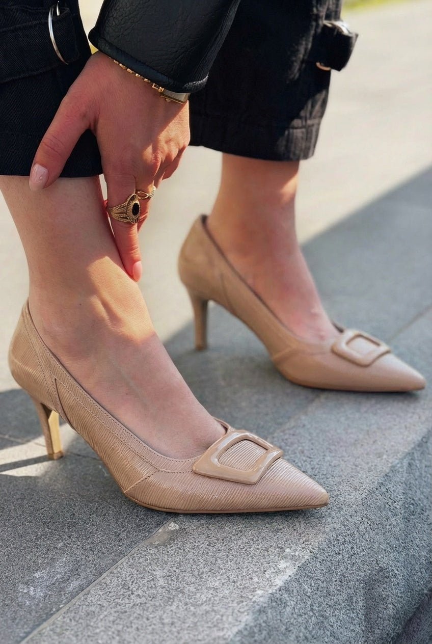 Finrel Stiletto Nude Rugan Toka Detaylı - ILOVESHOES