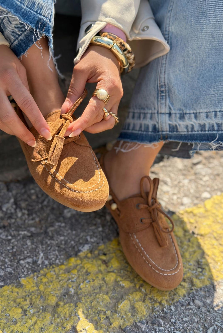 Brion Kadın Oxford Ayakkabı Taba Süet - ILOVESHOES