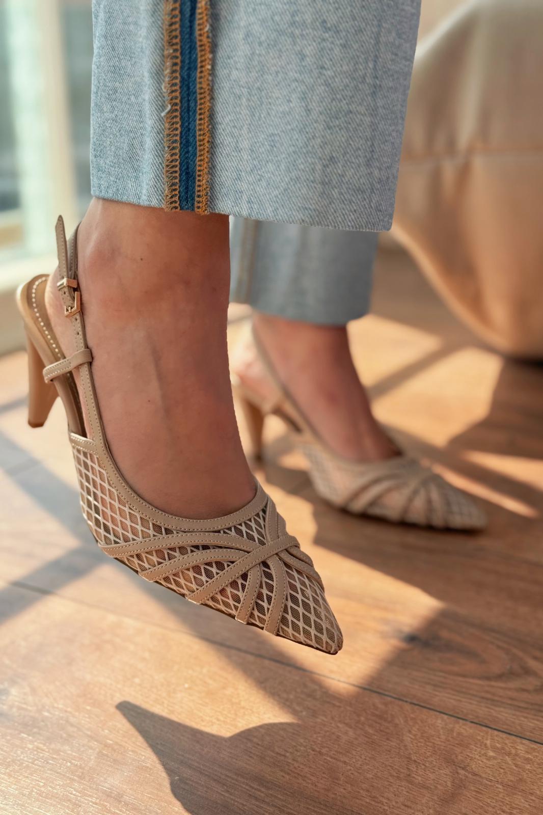 Celiona Mat Nude File Detaylı Stiletto - ILOVESHOES