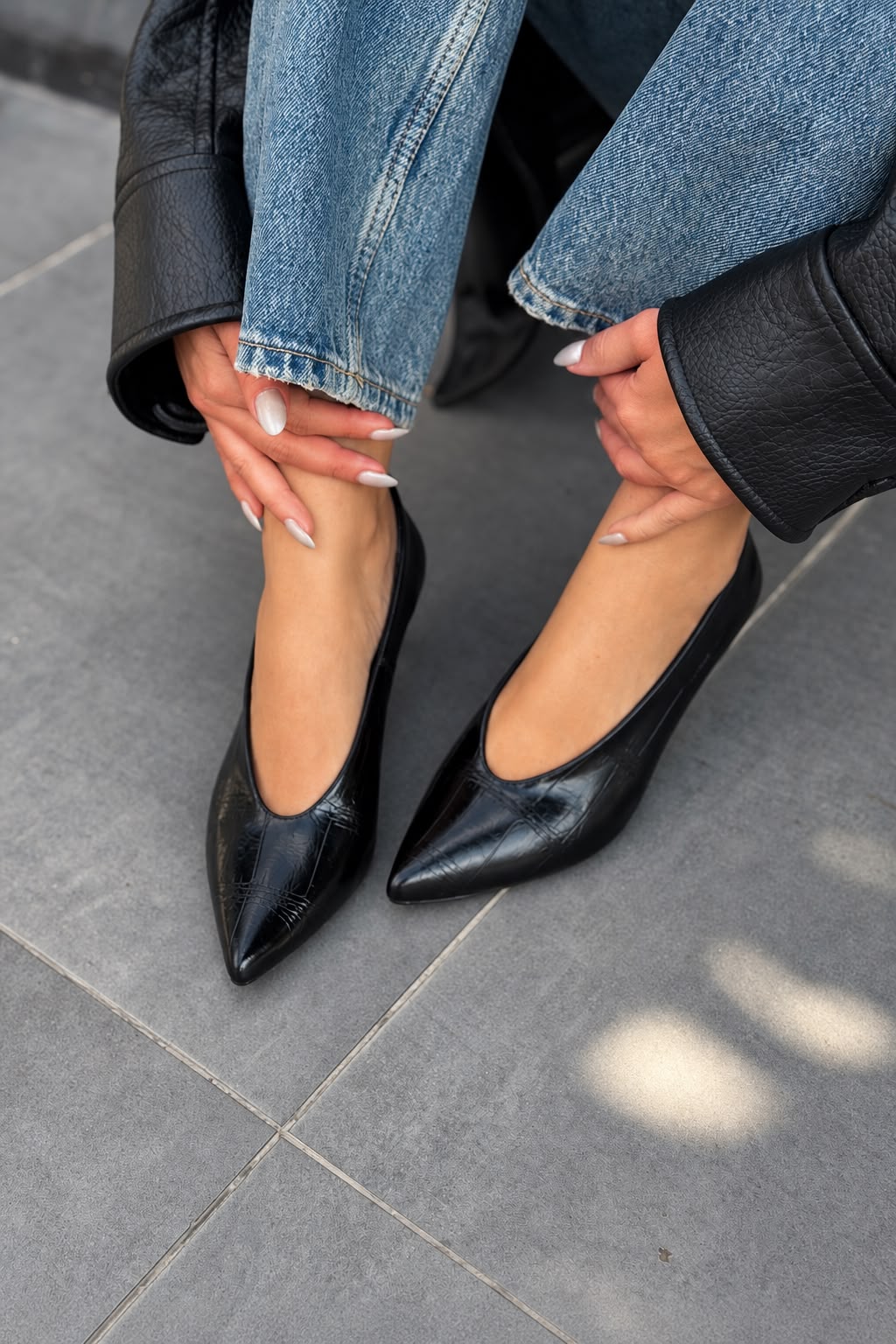 Rovya Siyah Kroko Mat Deri Kadın Topuklu Ayakkabı - ILOVESHOES