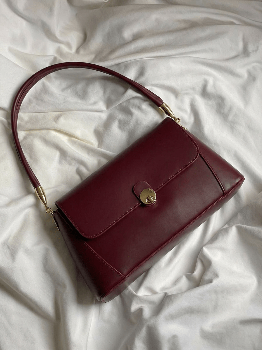 Bellot Bordo Mat Deri Kadın Omuz Çantası - ILOVESHOES