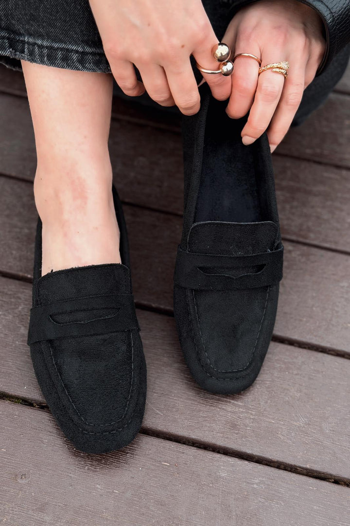 Orvino Siyah Süet Günlük Kadın Babet - ILOVESHOES