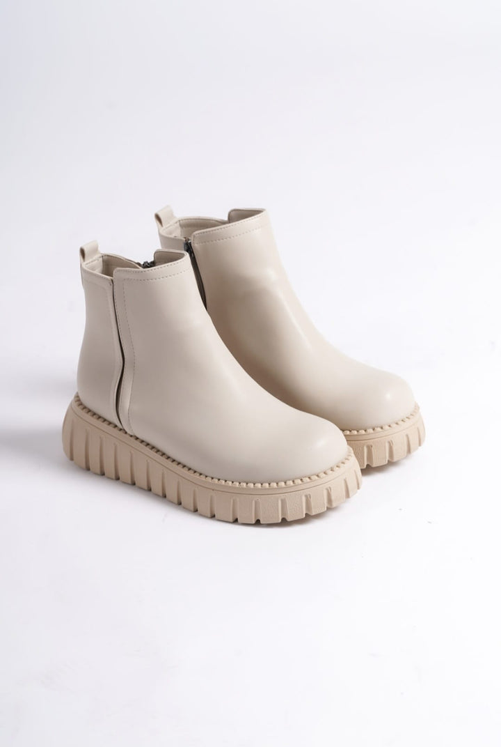 Velarise Kadın Bot Bej Mat Deri - ILOVESHOES