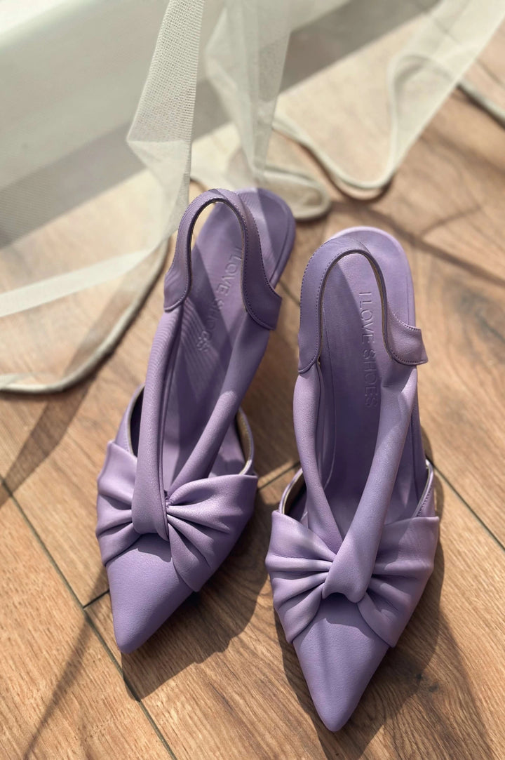 Anesta Mat Deri Kısa Topuklu Kadın Stiletto Lila