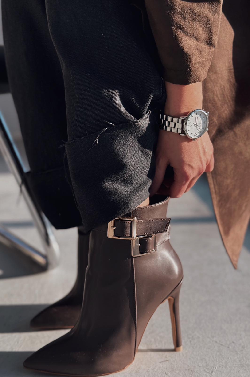 Traxes Mat Deri Toka Detaylı Acı Kahve Kadın Bot - ILOVESHOES