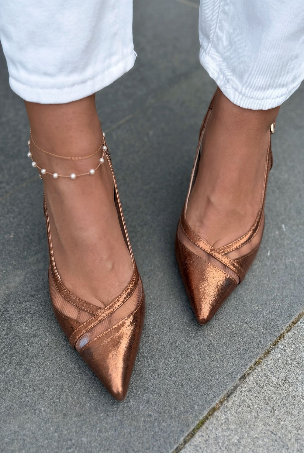 Almerion Stiletto Bronz Parlak Deri - ILOVESHOES