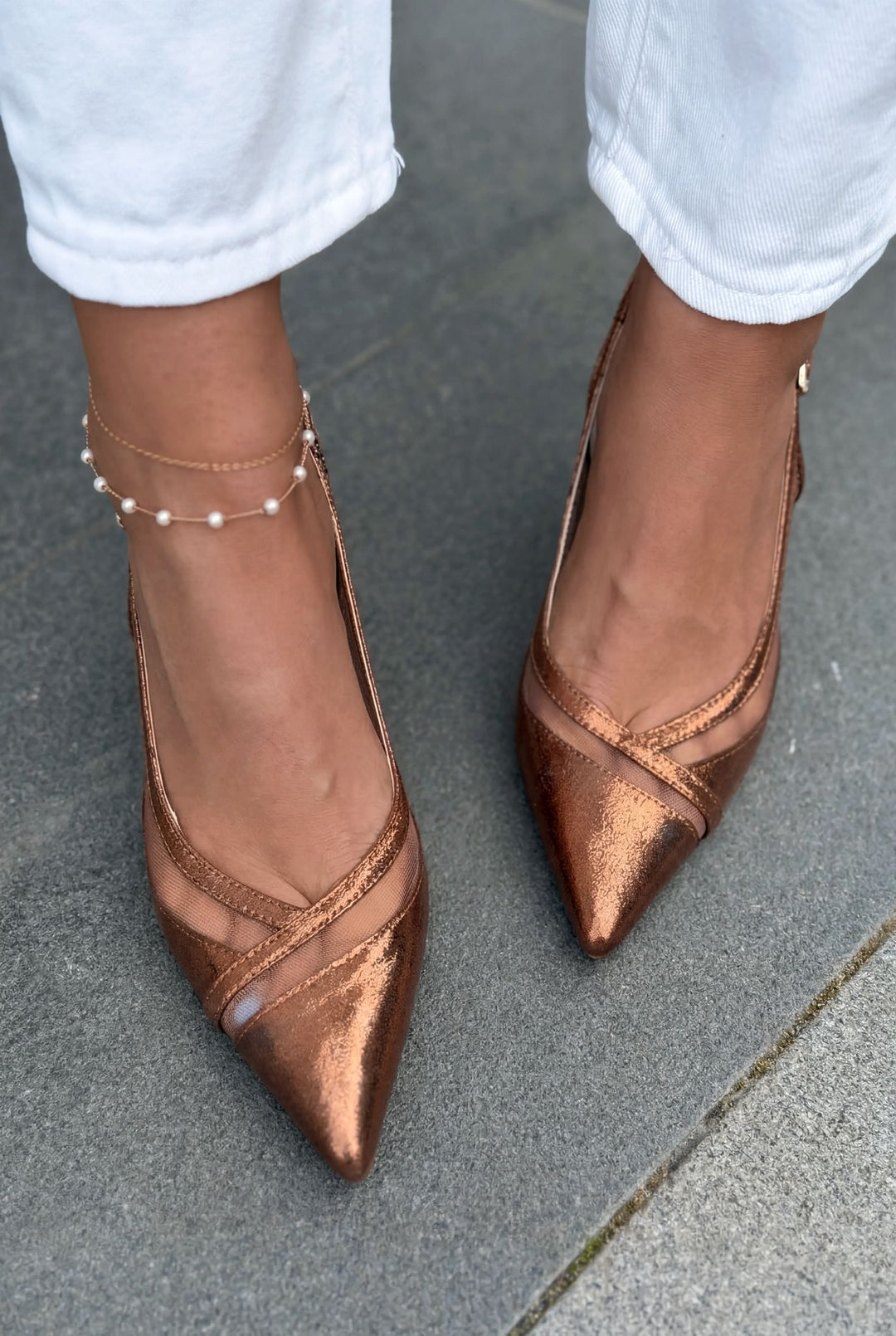 Almerion Stiletto Bronz Parlak Deri - ILOVESHOES