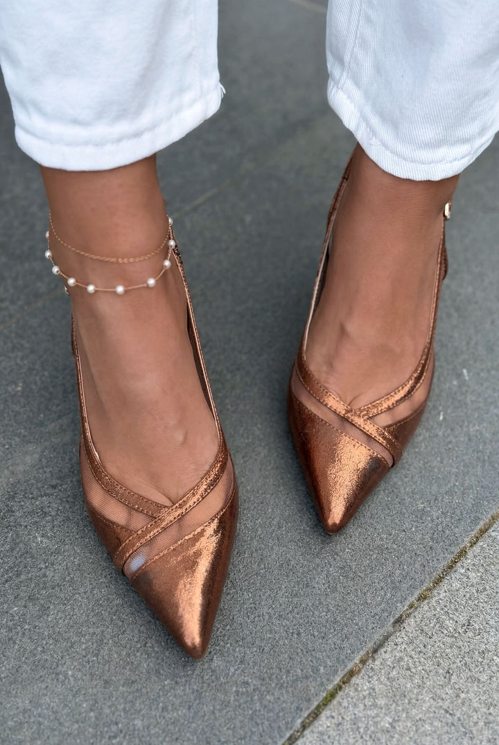 Almerion Stiletto Bronz Parlak Deri - ILOVESHOES