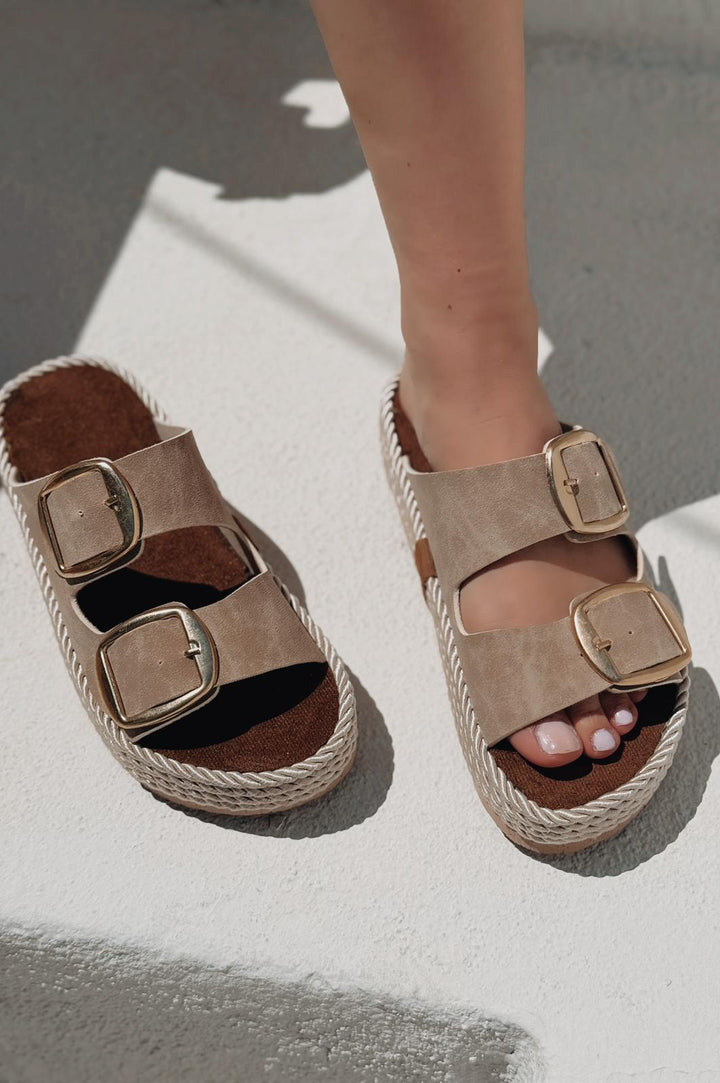 Bavira Nubuk Bej Düz Kadın Terlik - ILOVESHOES