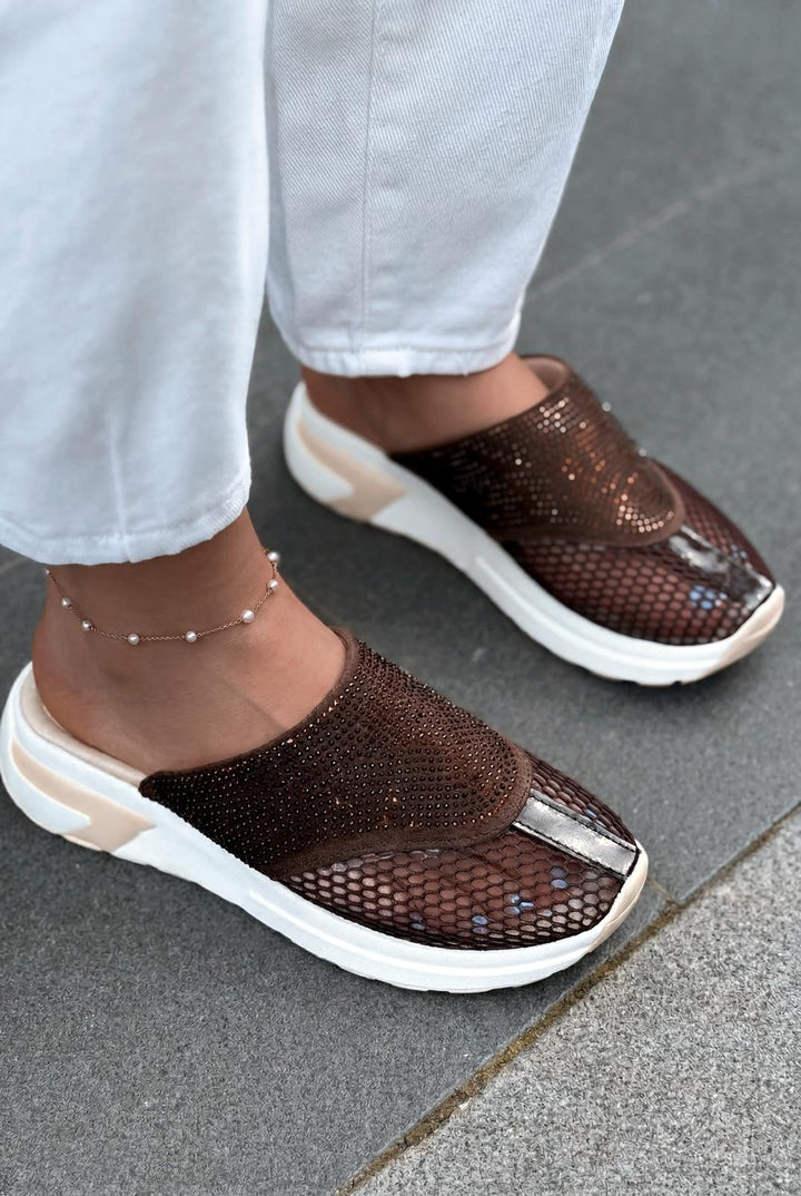 Selrin Kadın Spor Terlik Acıkahve - ILOVESHOES