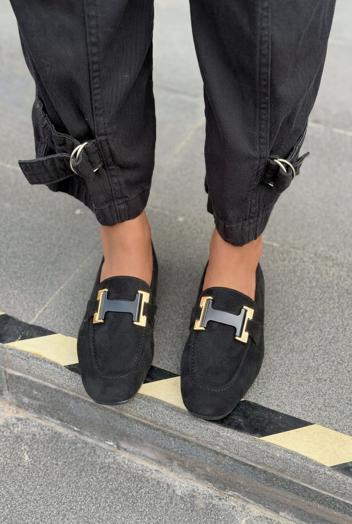 Elara Kadın Loafer Siyah Süet - ILOVESHOES
