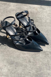 Lexon Mat Deri Siyah Stiletto - ILOVESHOES