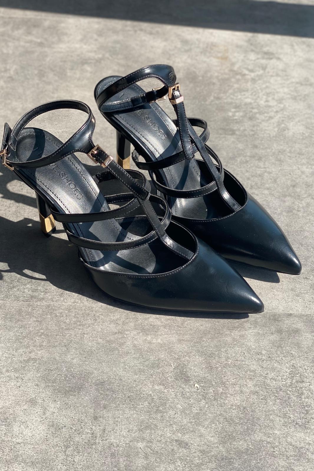 Lexon Mat Deri Siyah Stiletto - ILOVESHOES