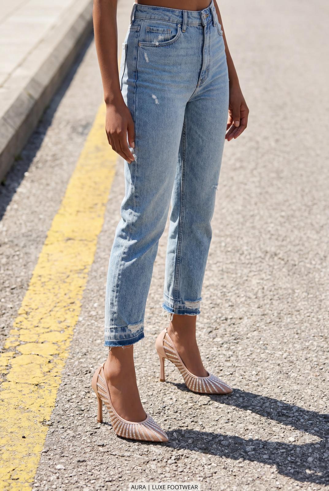 Sarnel Bej Saten Kadın Stiletto - ILOVESHOES