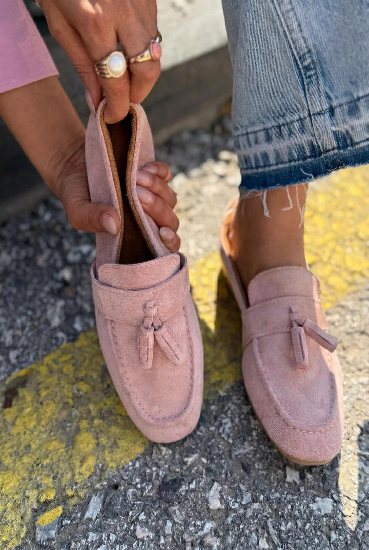 Olena Pudra Süet Kadın Loafer - ILOVESHOES