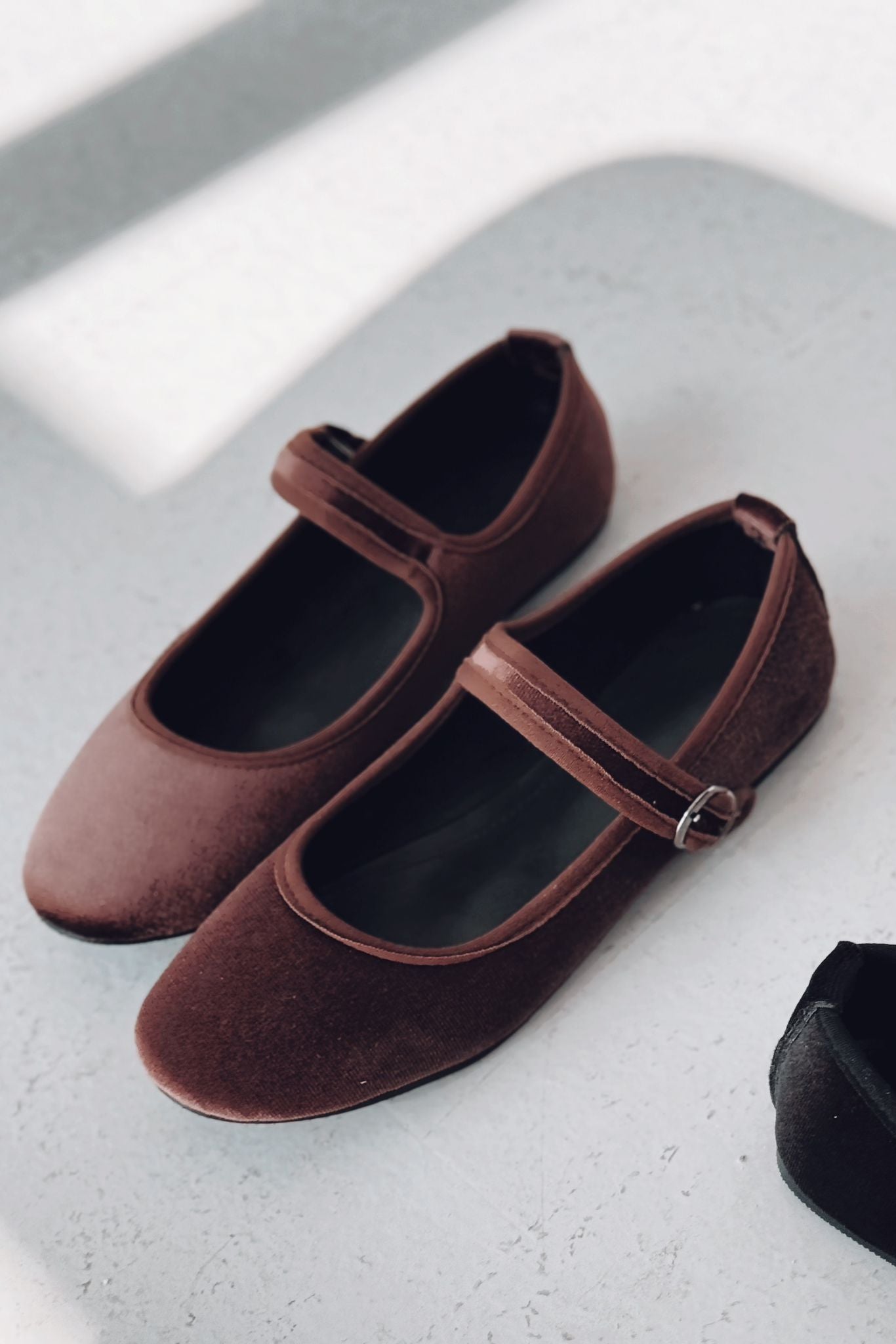 Vosinta Kadife Mary Jane Babet Acıkahve - ILOVESHOES