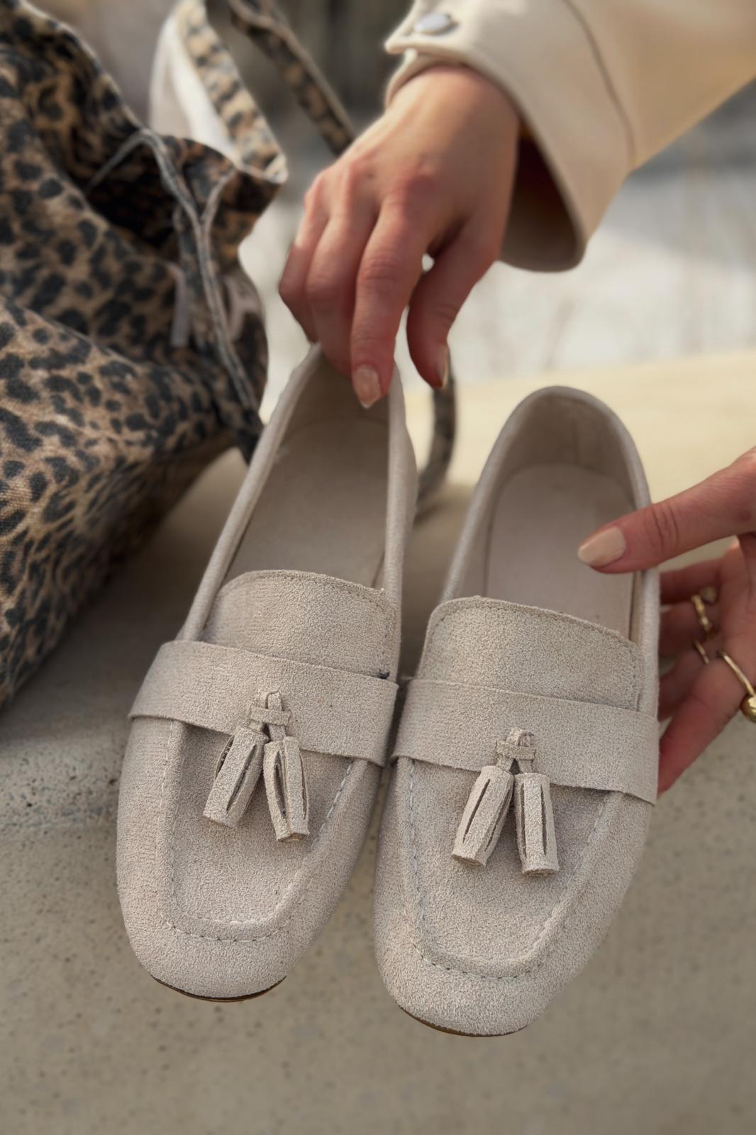 Olena Kadın Loafer Bej Süet - ILOVESHOES