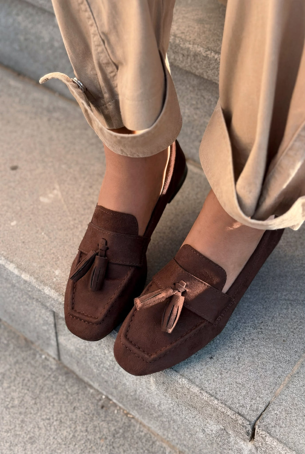 Olena Kadın Loafer Acıkahve Süet - ILOVESHOES