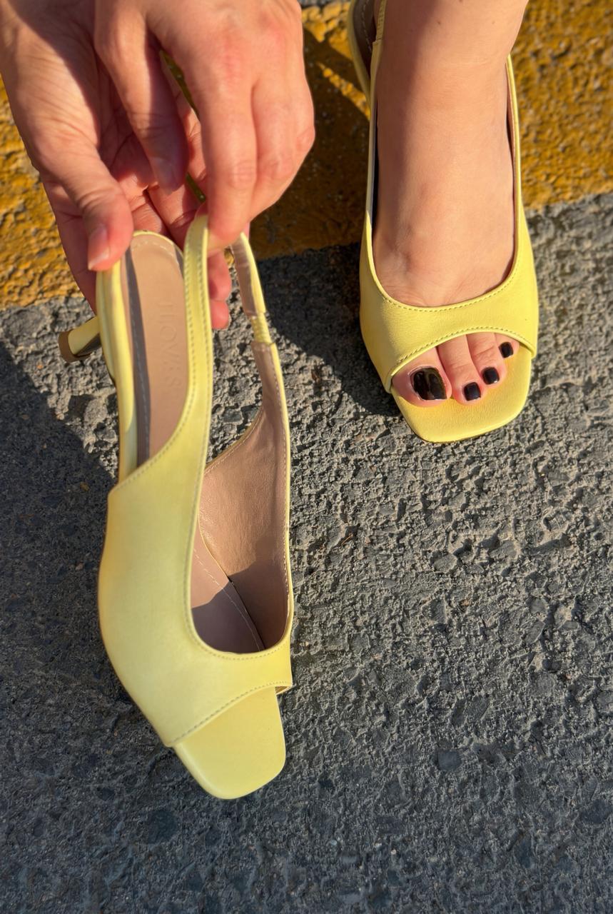 Velavo Sarı Mat Deri Kadın Topuklu Sandalet - ILOVESHOES