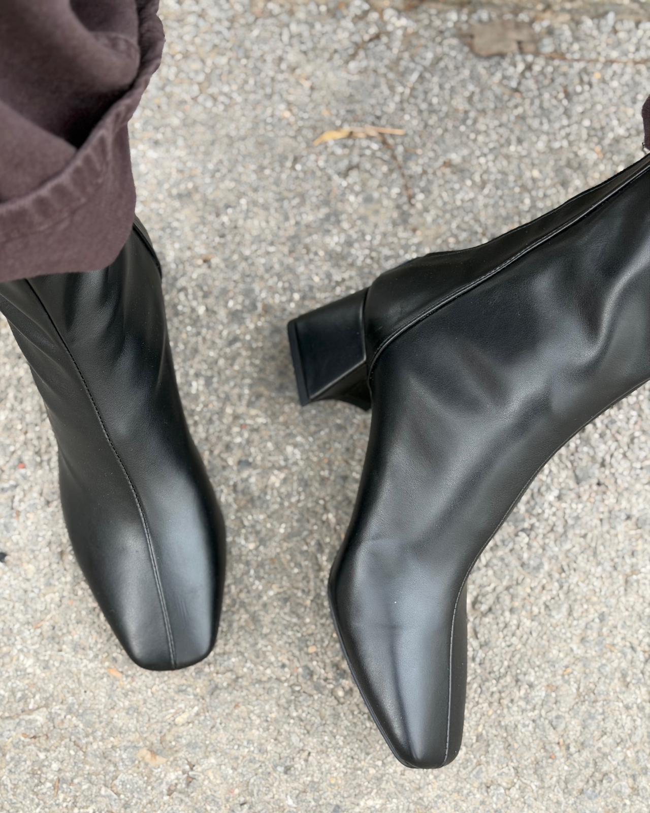 Jornel Kadın Topuklu Streç Bot Siyah Mat Deri - ILOVESHOES