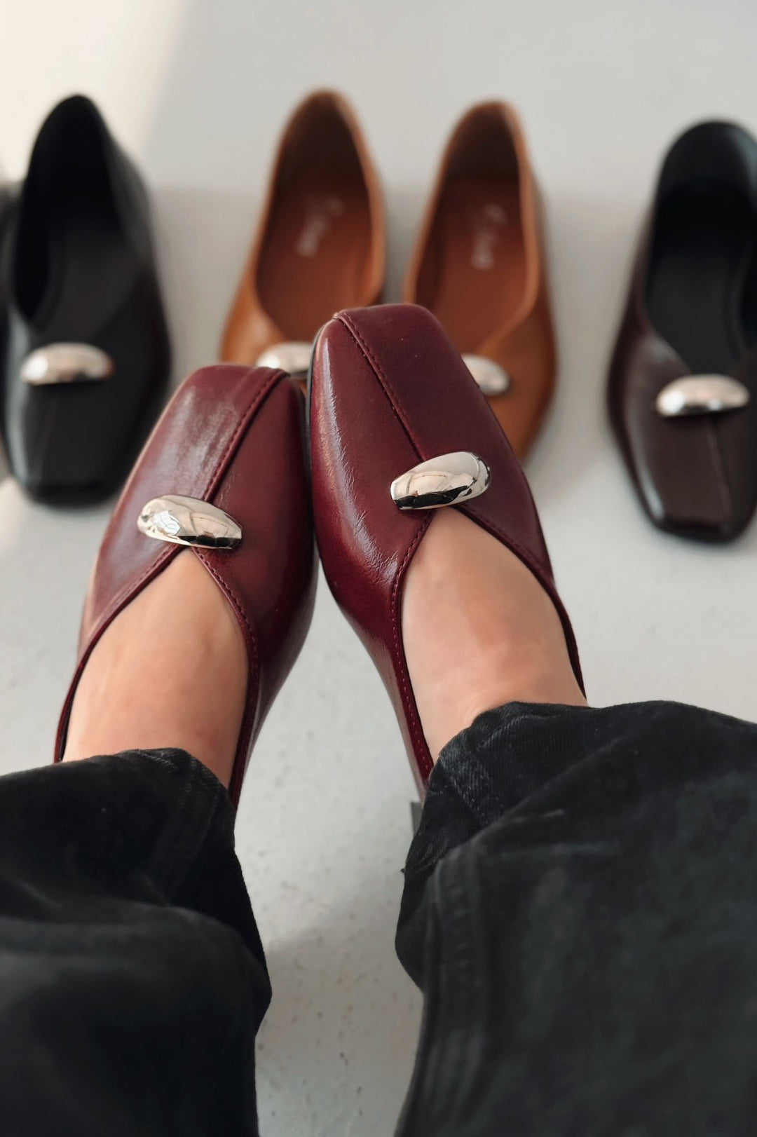 Tormel Kadın Babet Bordo Mat Deri - ILOVESHOES