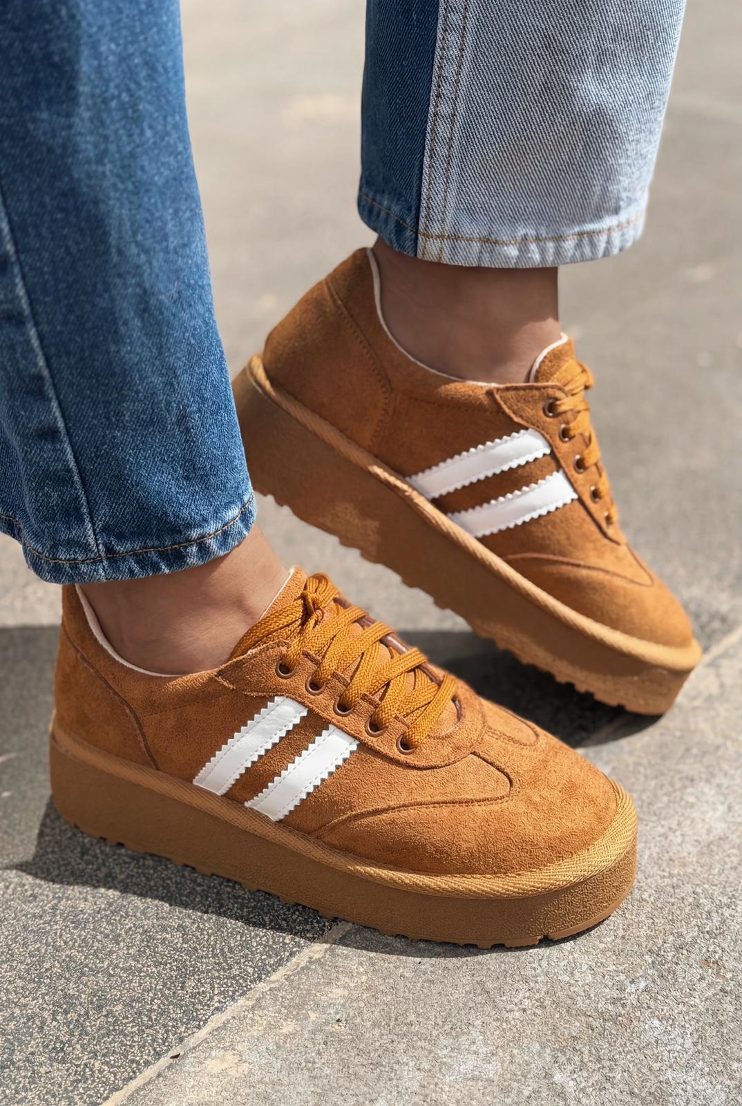 Vireo Kadın Spor Ayakkabı Taba Süet - ILOVESHOES