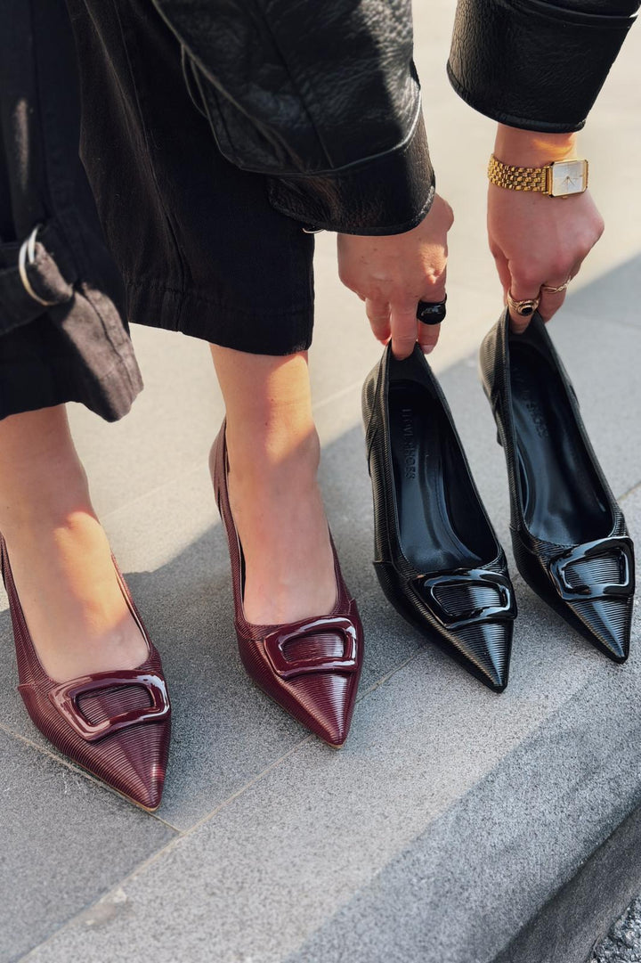 Finrel Stiletto Bordo Rugan Toka Detaylı - ILOVESHOES