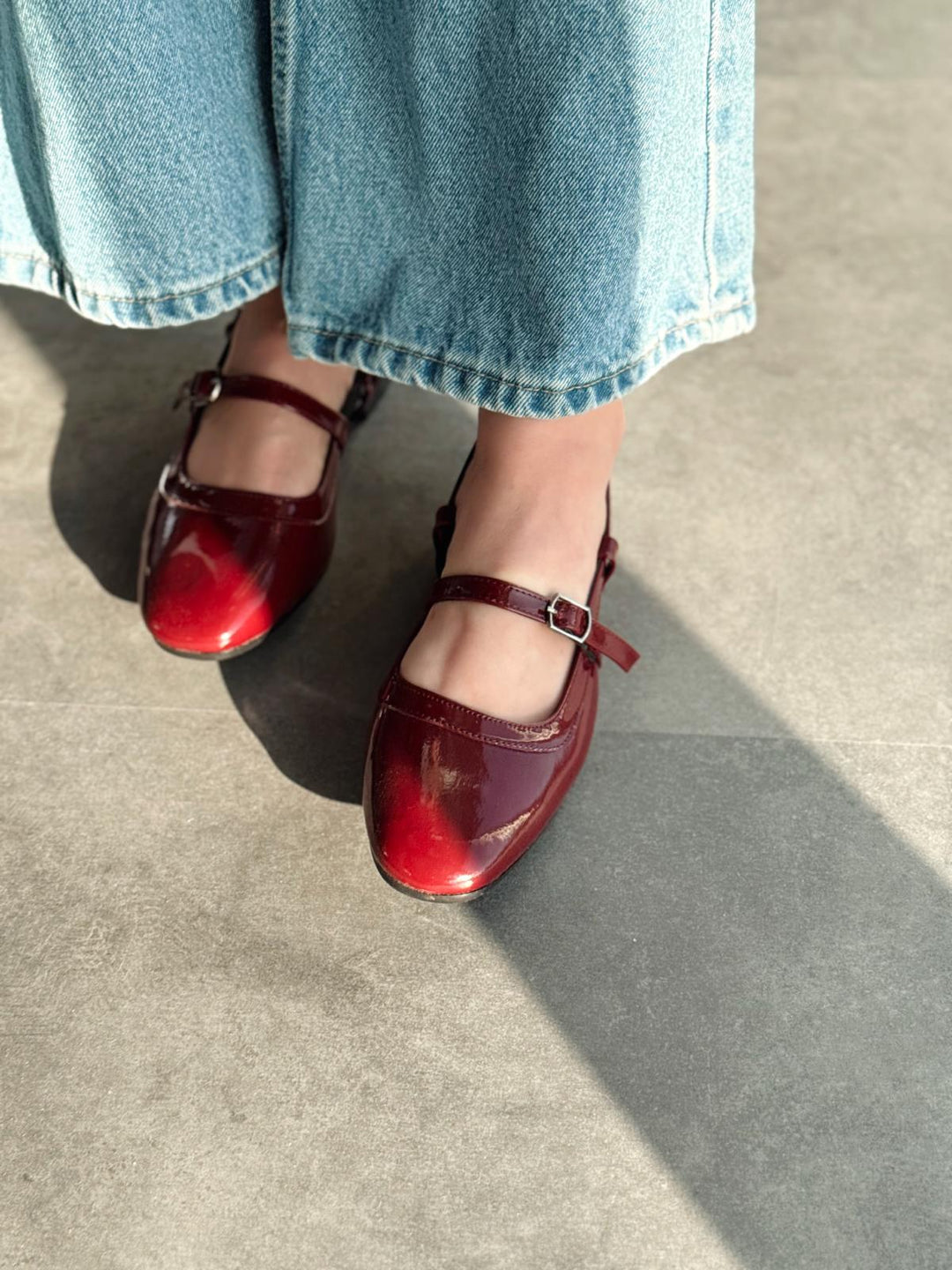 Minor Rugan Bordo Bant Detaylı Mary Jane - ILOVESHOES