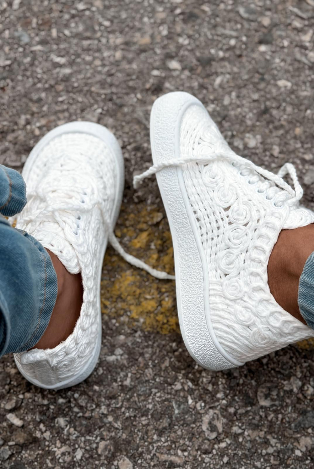 Sarrin Kadın Spar Ayakkabı Beyaz Örgü - ILOVESHOES