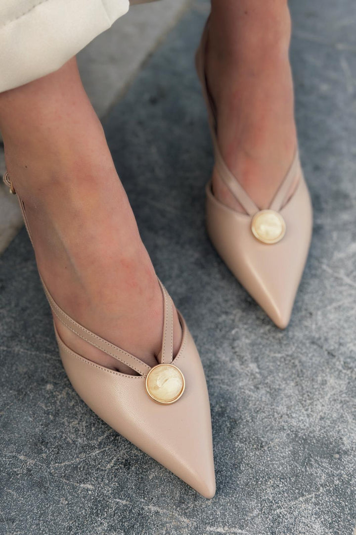 Lorisse Stiletto Nude Mat Deri - ILOVESHOES