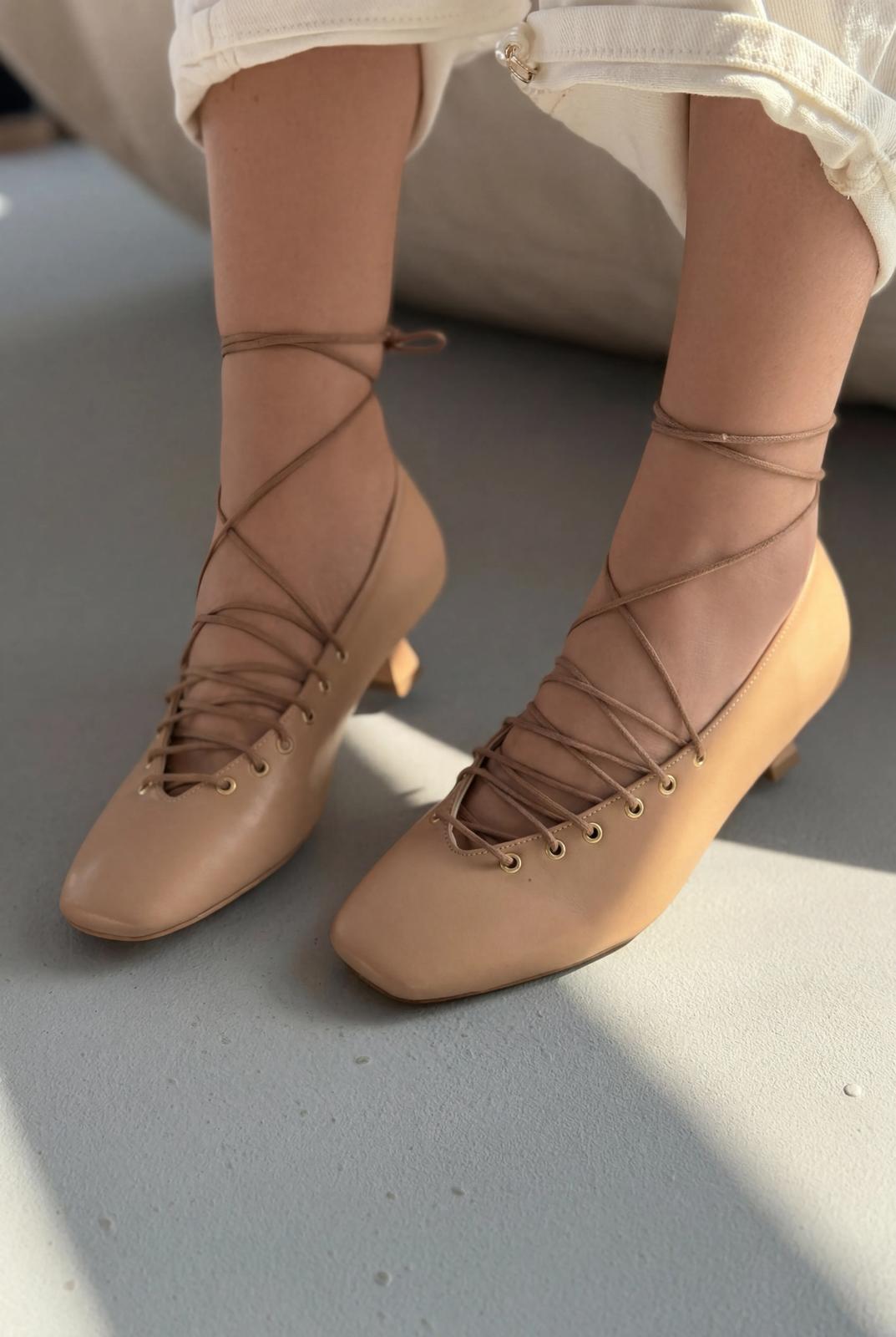 Sernis Nude Mat Deri Kadın Topuklu Ayakkabı - ILOVESHOES