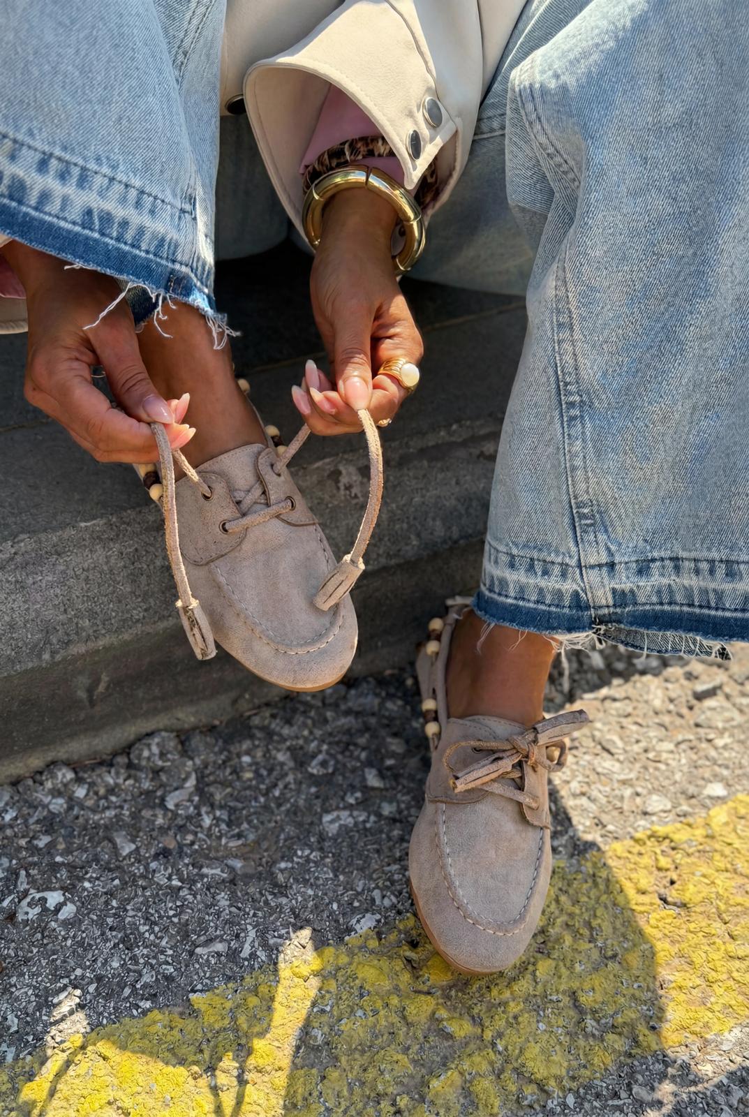 Brion Kadın Oxford Ayakkabı Vizon Süet - ILOVESHOES