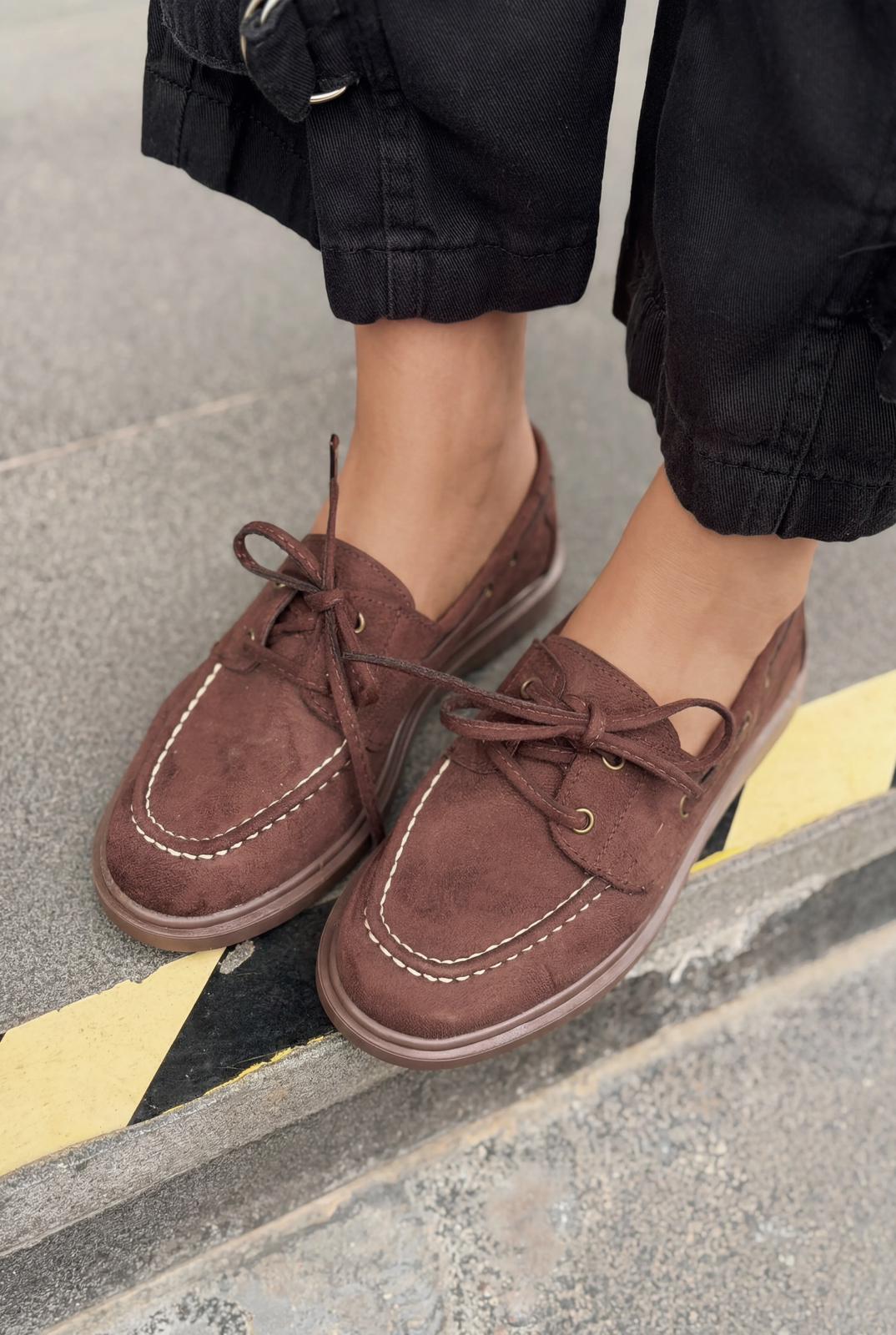 Morin Kadın Oxford Ayakkabı Acıkahve Süet - ILOVESHOES