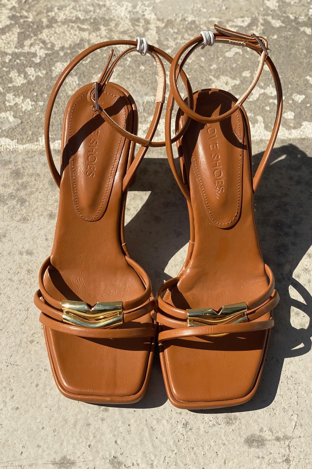 Volana Mat Deri Taba Topuklu Ayakkabı - ILOVESHOES