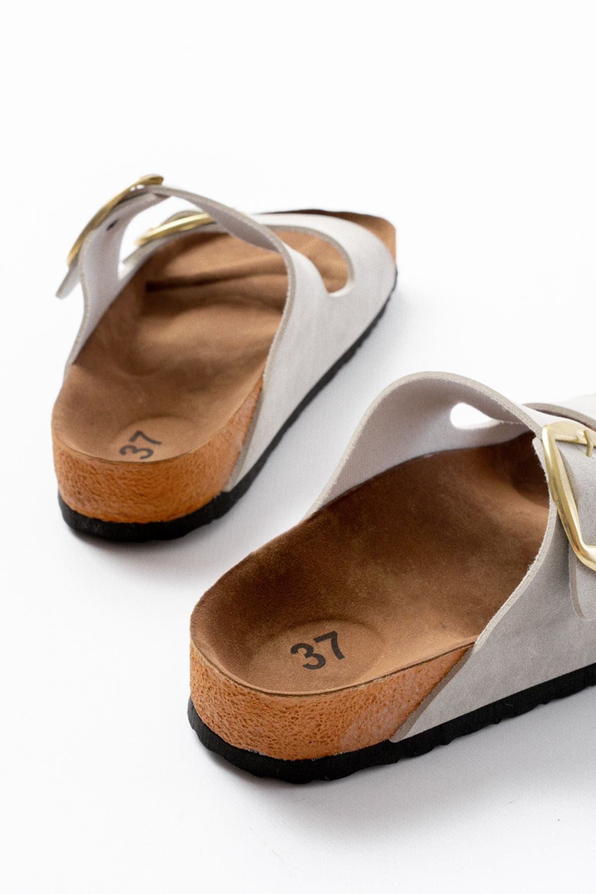 Palona Nubuk Gri Kadın Terlik - ILOVESHOES