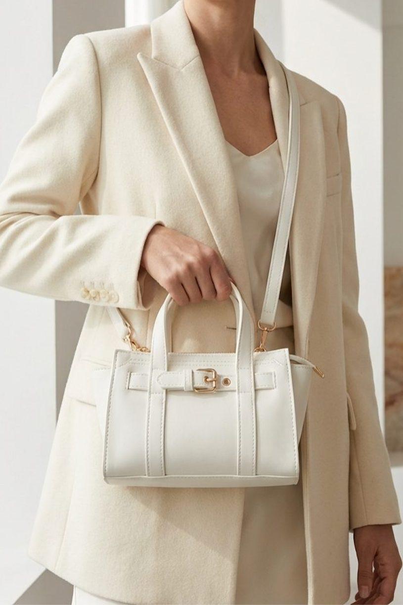 Norev Kadın El Çantası Beyaz Mat Deri - ILOVESHOES