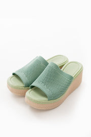 Seropa Triko Su Yeşili Dolgu Topuklu Terlik - ILOVESHOES