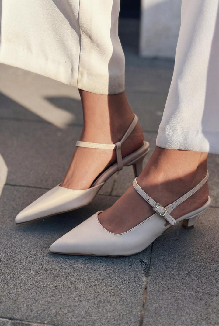 Torev Bej Mat Deri Kadın Stiletto