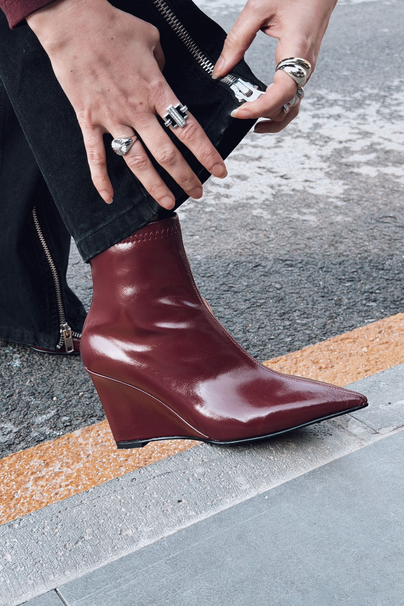 Valoti Kadın Dolgu Topuklu Bot Bordo Mat Deri - ILOVESHOES