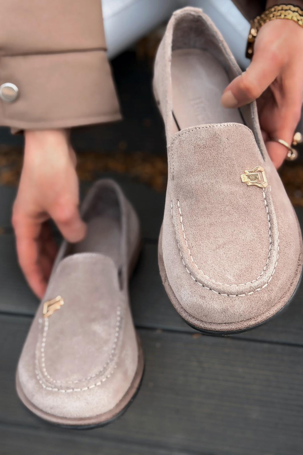 Rasen Kadın Loafer Vizon Hakiki Süet - ILOVESHOES