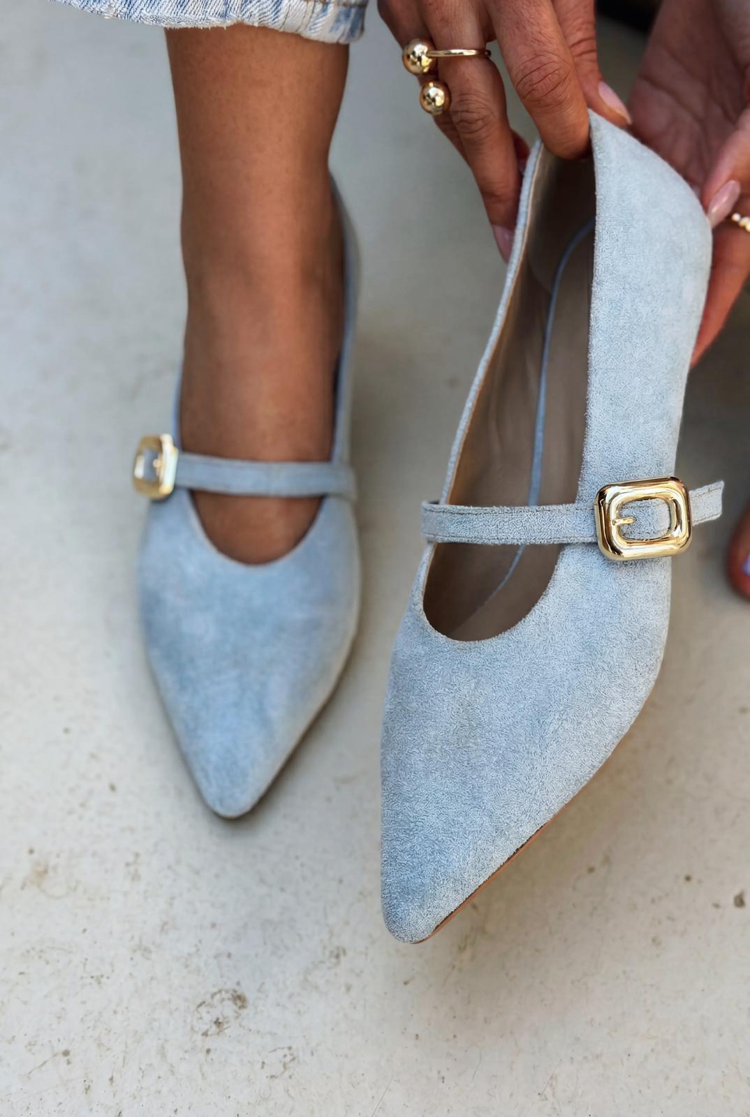 Karden Stiletto Bebek Mavisi Süet - ILOVESHOES