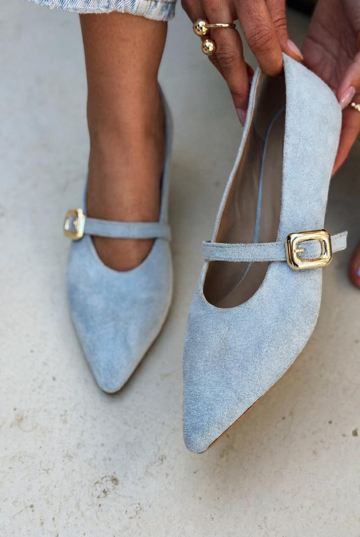 Karden Stiletto Bebek Mavisi Süet - ILOVESHOES