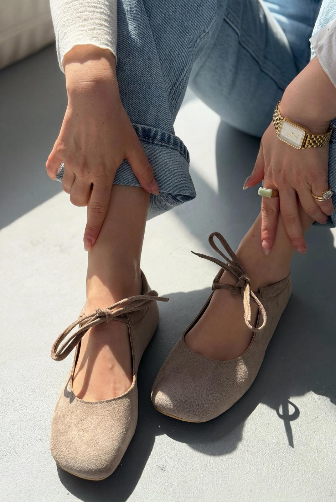 Belith Bej Süet Kadın Babet - ILOVESHOES