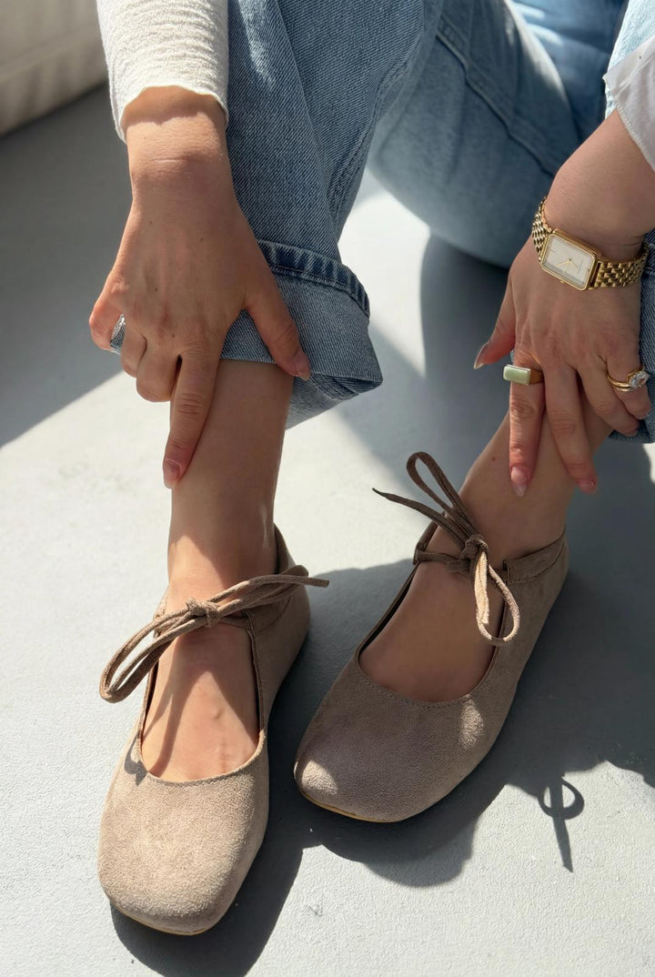 Belith Bej Süet Kadın Babet - ILOVESHOES