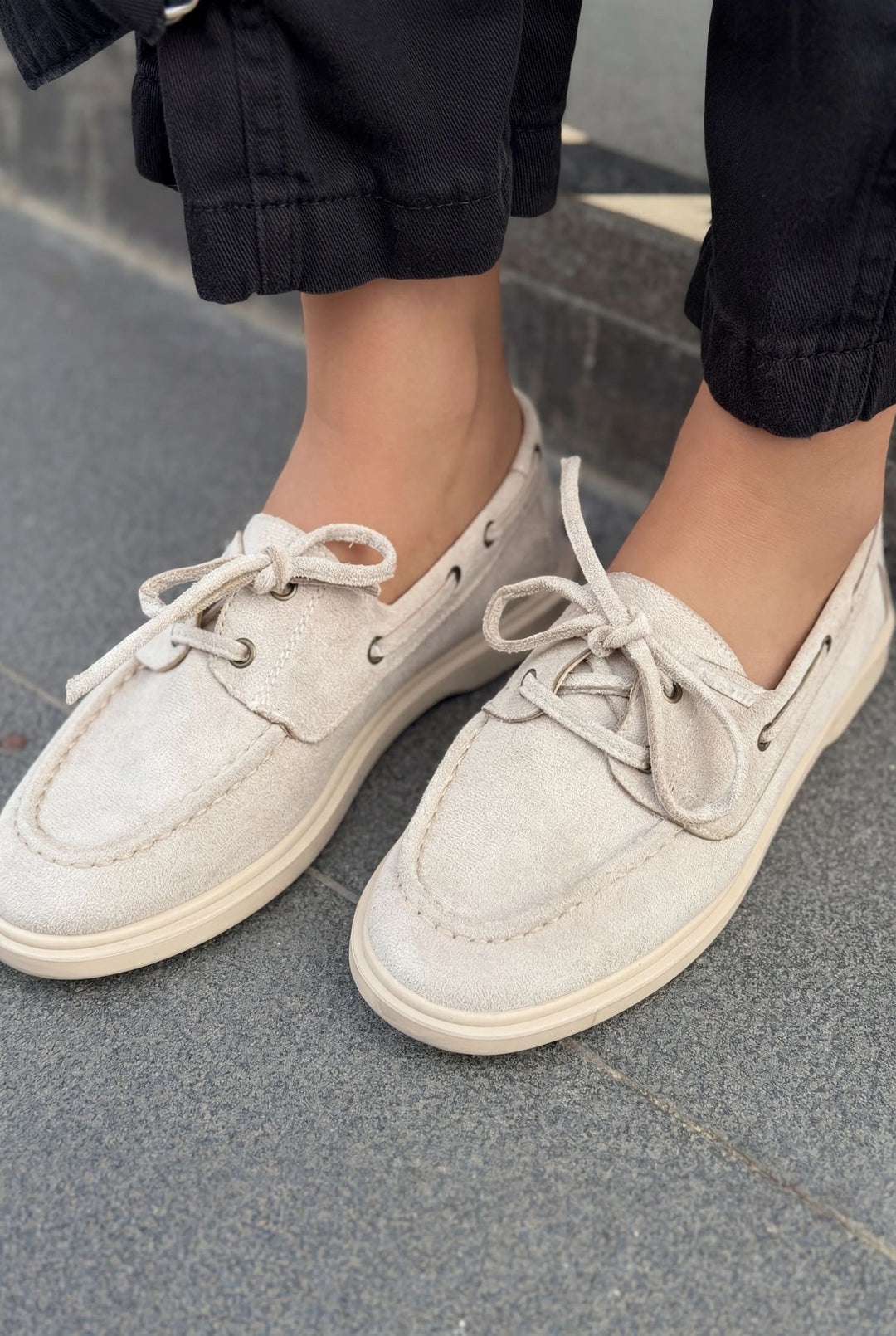 Morin Kadın Oxford Ayakkabı Bej Süet - ILOVESHOES