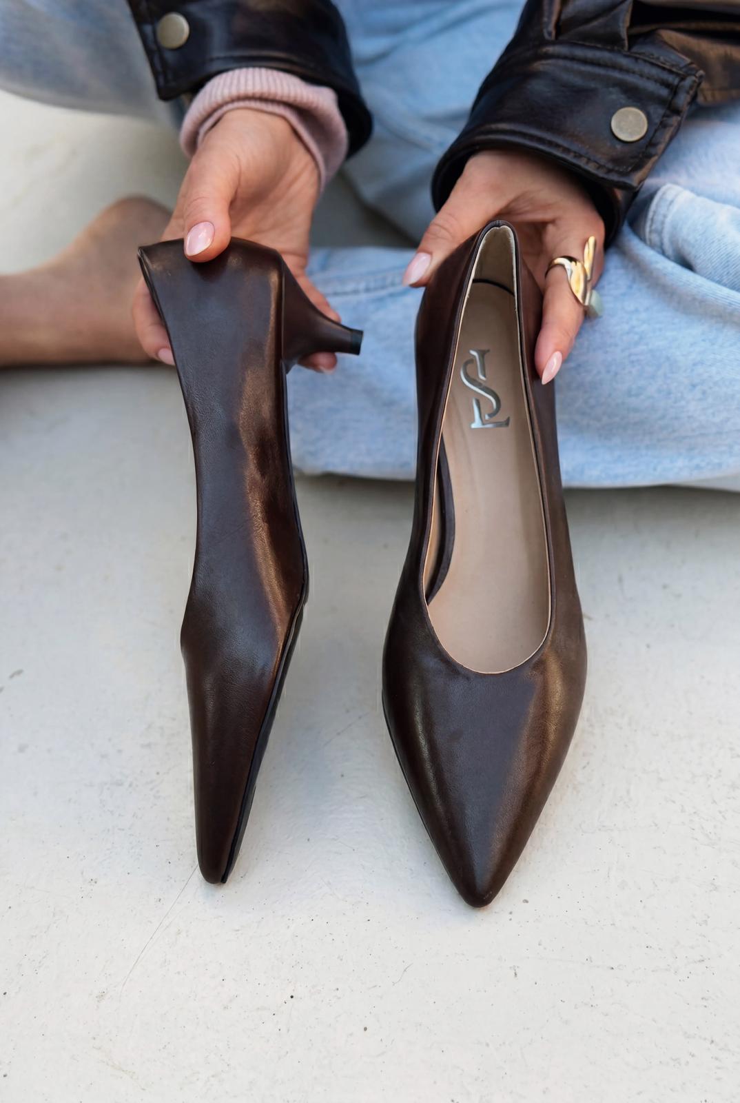 Seranis Stiletto Acıkahve Mat Deri - ILOVESHOES