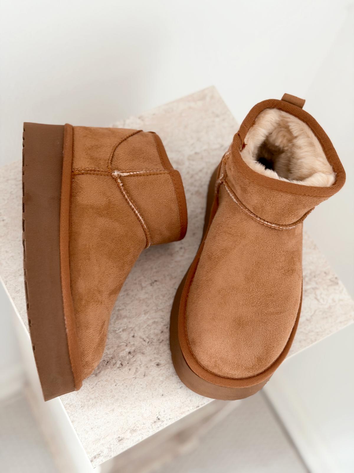 Leonar Kadın İçi Tüylü Bot Taba Süet - ILOVESHOES