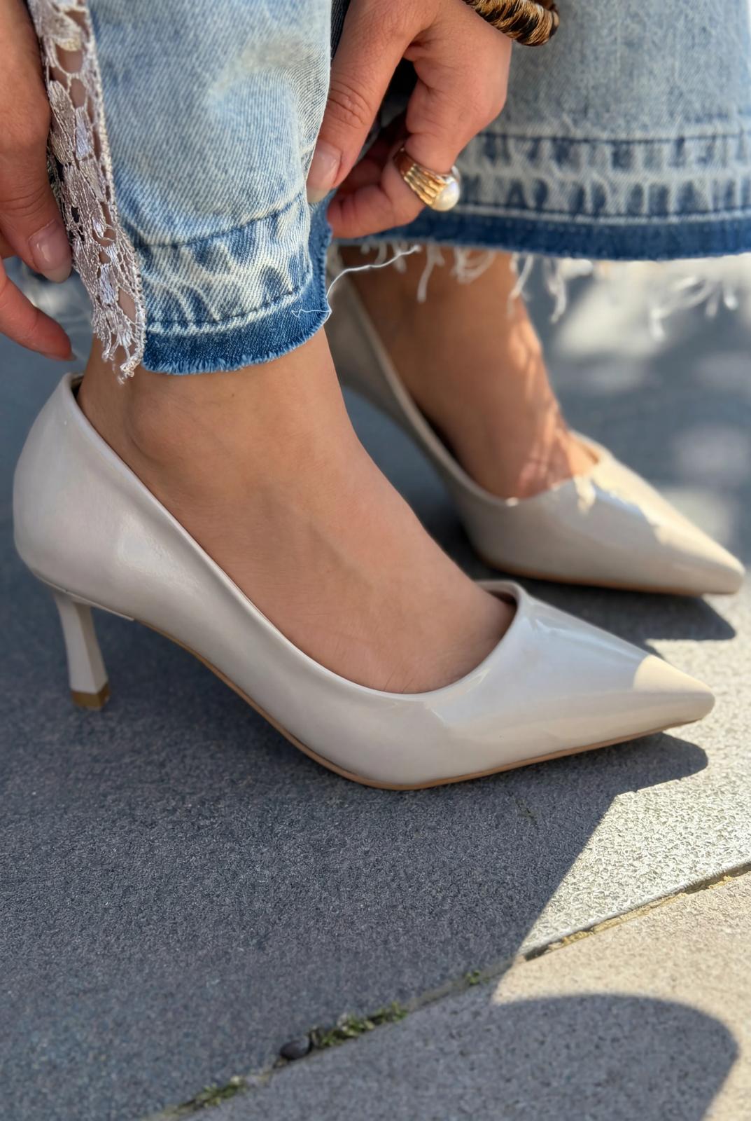 Delvion Bej Rugan Kadın Stiletto - ILOVESHOES
