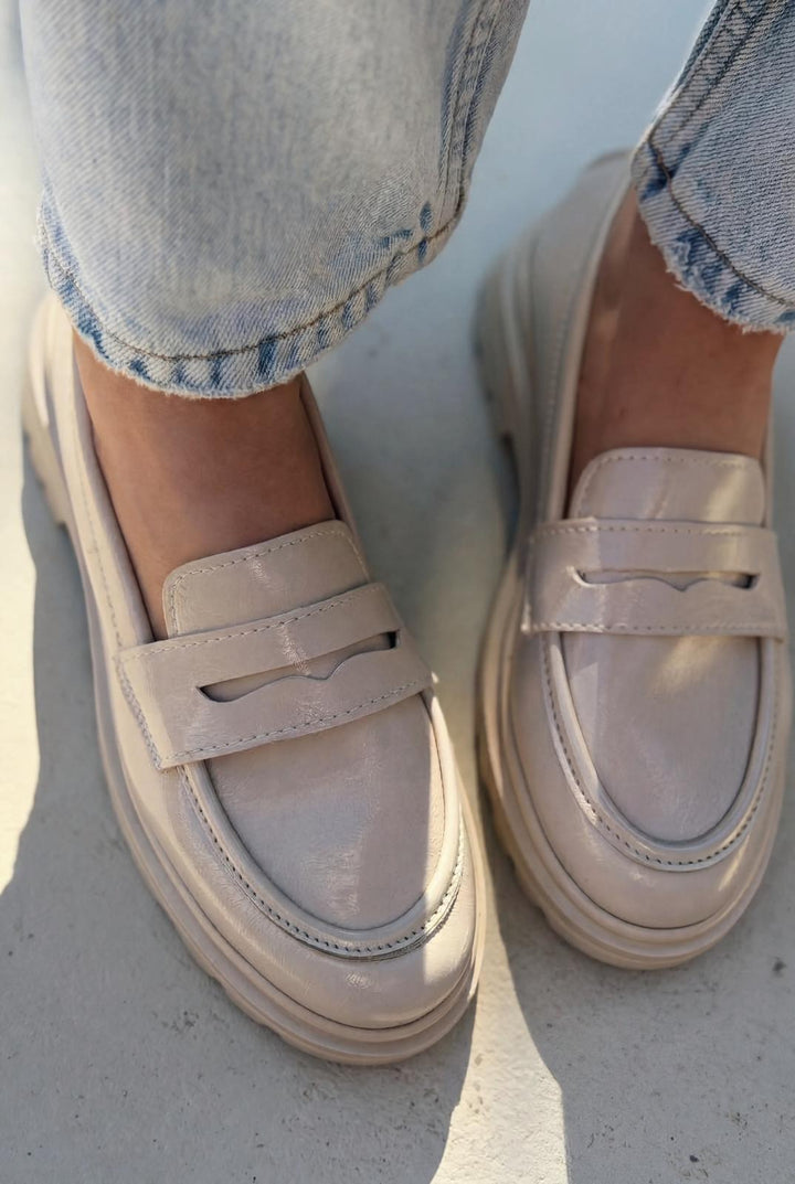 Kastrel Kasın Loafer Bej Kırışık Rugan - ILOVESHOES